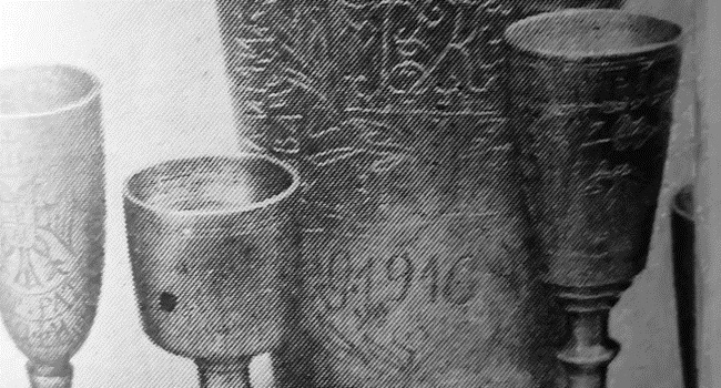 Čašice od aluminijuma napravljene na Solunskom frontu (Foto lična arhiva)